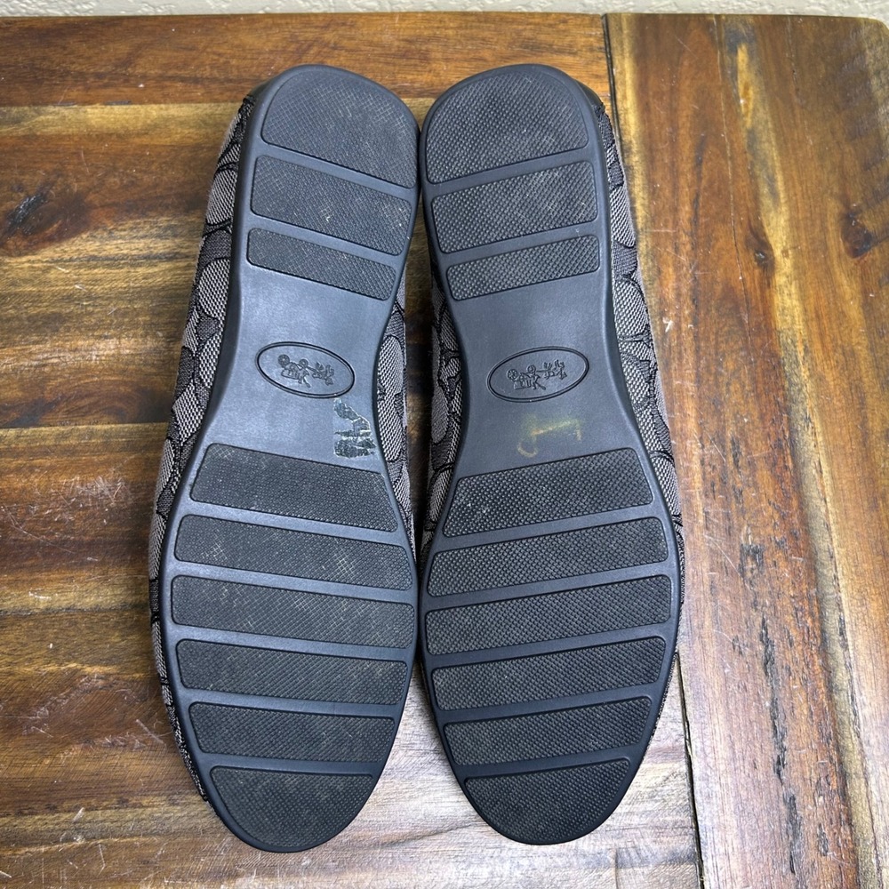 Coach Olive Signature Loafers Women 6.5B Black Canvas Driving Flats - Picture 4 of 13